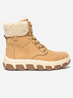 Boots Femme Fourrées Semelle Crantée Cuir Camel