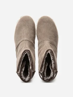 Boots Fourrées Femme Confort Cuir Velours Taupe JAZSNOW
