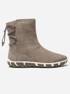 Boots Fourrées Femme Confort Cuir Velours Taupe JAZSNOW