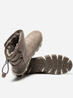 Boots Fourrées Femme Confort Cuir Velours Taupe JAZSNOW