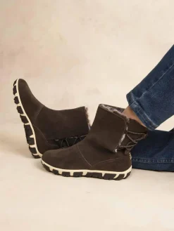 Boots Fourrées Femme Confort Cuir Marron JAZSNOW