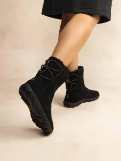 Boots Fourrées Femme Confort Cuir Velours noir JAZSNOW
