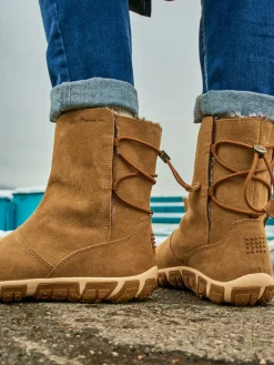 Boots Fourrées Femme Confort Cuir Camel