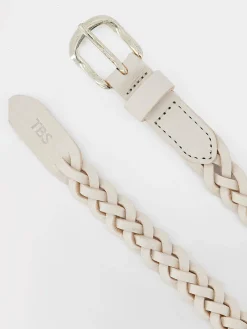 Ceinture en cuir femme creme ALIBELT