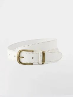 Ceinture Femme En Cuir Bouche Métal Blanc