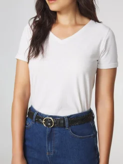Ceinture Femme Tressée Cuir Noir LOUABELT