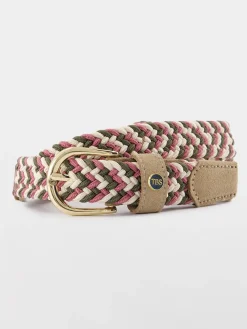 Ceinture Femme Tressée Elastiquée Matière Recyclée Rose MENNILA