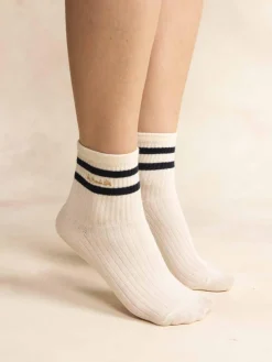 Chaussette Femme Textile Craie et Marine LOUASOC