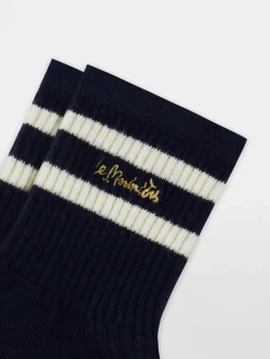 Chaussette Femme Textile Marine et Craie LOUASOC