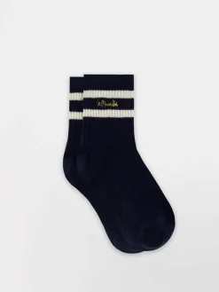 Chaussette Femme Textile Marine et Craie LOUASOC