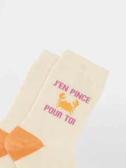 Chaussettes femme blanc et peche BILLYSOC