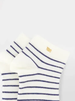 Chaussettes Femme Courtes Blanc et Marine LOWLUXY