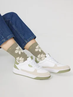 Chaussettes Femme Mi-mollets Textile Recyclé Motifs Verts BILLYSOC