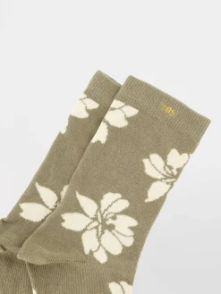 Chaussettes Femme Mi-mollets Textile Recyclé Motifs Verts BILLYSOC