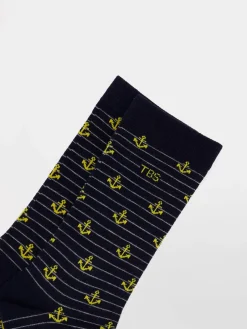 Chaussettes Homme Mi-mollets Matière Recyclée Marine et Jaune GARYSOCK