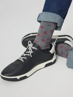Chaussettes Homme Mi-mollets Matière Recyclée Gris et Rouge GARYSOCK