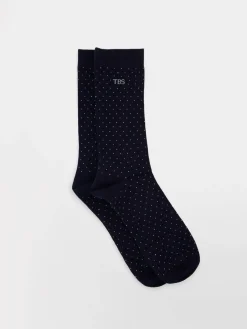 Chaussettes Homme Mi-mollets Matière Recyclée Marine à pois GARYSOCK