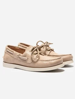 Chaussure Bateau Femme Cuir Beige