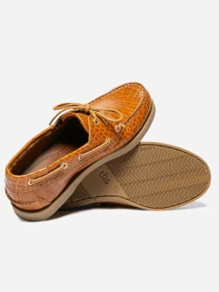 Chaussure Bateau Femme Cuir Cognac PHENISE