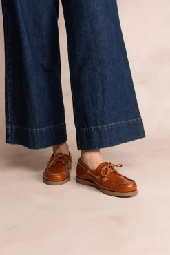 Chaussure Bateau Femme Cuir Cognac PHENISE