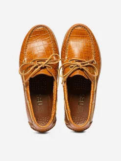 Chaussure Bateau Femme Cuir Cognac PHENISE