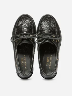 Chaussure Bateau Femme Cuir Marin Noir PHENISE