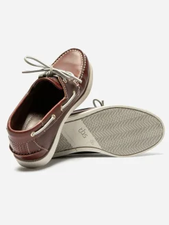 Chaussure Bateau Femme Cuir Pleine Fleur Marron