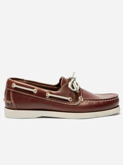 Chaussure Bateau Femme Cuir Pleine Fleur Marron