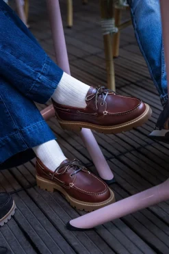 Chaussure bateau femme Lazaria Marron