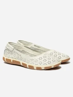 Chaussure Femme Cuir perforé Blanc et marrine JOAROSA
