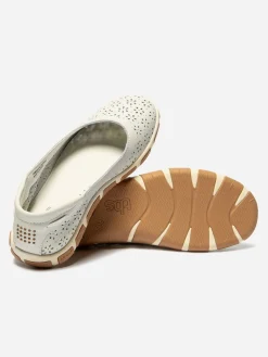 Chaussure Femme Cuir perforé Blanc et marrine JOAROSA