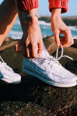 Chaussures bateau femme blanc et visage PHENISE Mersea people