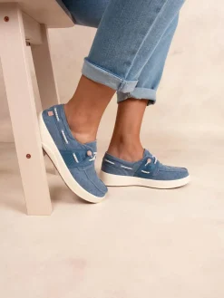 Chaussures bateau femme blue denim GEOFLOT