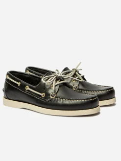 Chaussures Bateau Femme Cuir Marine et Crème PHENISE