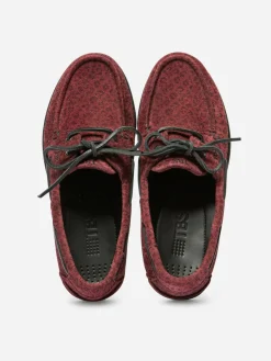 Chaussures Bateau Femme Cuir Léopard Grenat