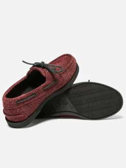 Chaussures Bateau Femme Cuir Léopard Grenat