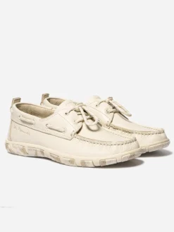 Chaussures bateau femme ecru camo JANAELE