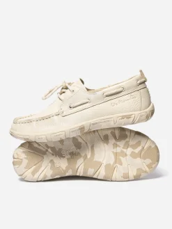 Chaussures bateau femme ecru camo JANAELE