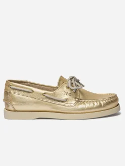 Chaussures bateau femme or PHENISE