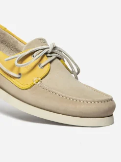 Chaussures bateau homme beige et mimosa PHENIS