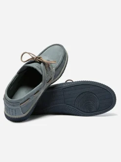 Chaussures Bateau Homme Cuir Bleu et Gris GLOBEK