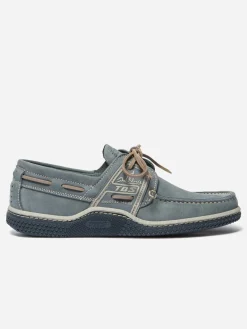 Chaussures Bateau Homme Cuir Bleu et Gris GLOBEK