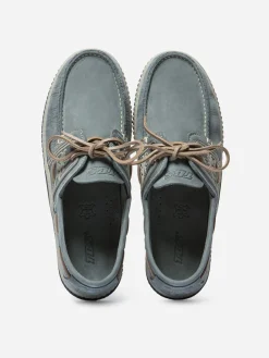 Chaussures Bateau Homme Cuir Bleu et Gris GLOBEK