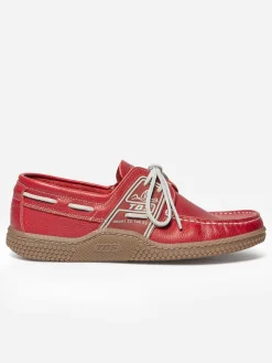 Chaussures Bateau Homme Cuir rouge GLOBEK