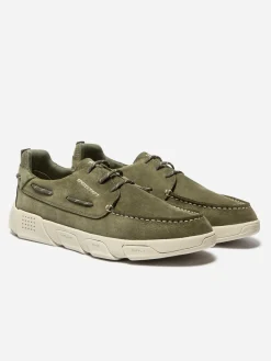 Chaussures Bateau Homme Cuir Nubuck Semelle TechniGrip Vert JAZZSEA