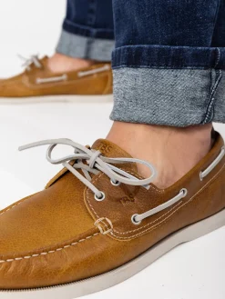 Chaussures Bateau Homme Cuir Jaune et Blanc PHENIS