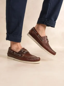 Chaussures Bateau Homme Cuir Acajou