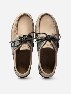 Chaussures Bateau Homme Cuir Beige et Marine