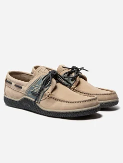 Chaussures Bateau Homme Cuir Beige et Marine