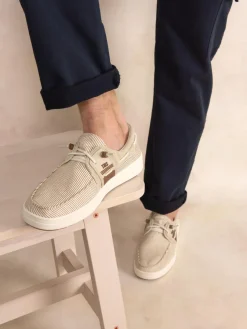 Chaussures bateau homme raye off-white GEOBOAT
